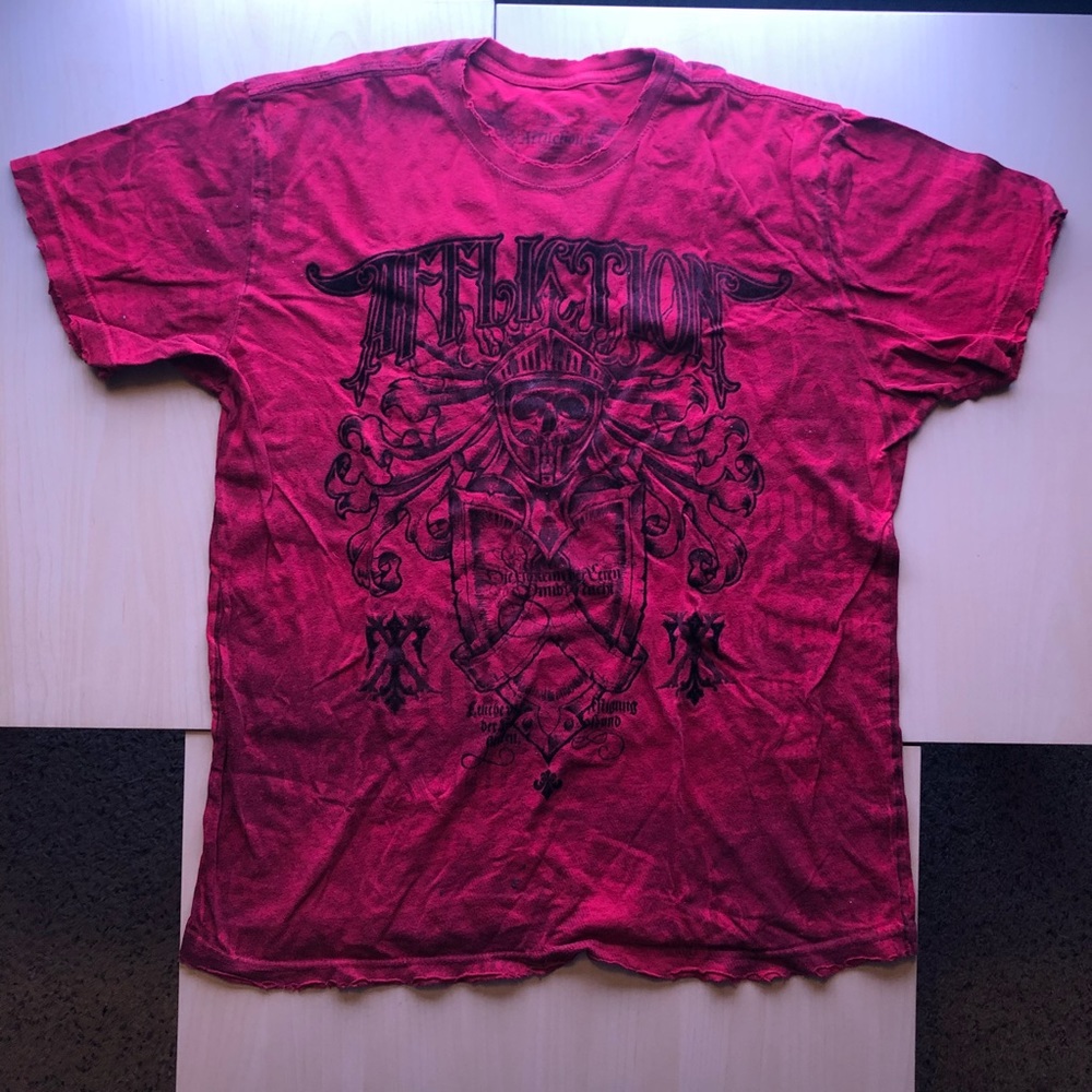 Affliction vintage t-shirt with black felt letters